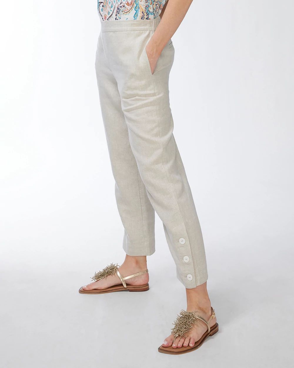 Linen Button Hem Crops