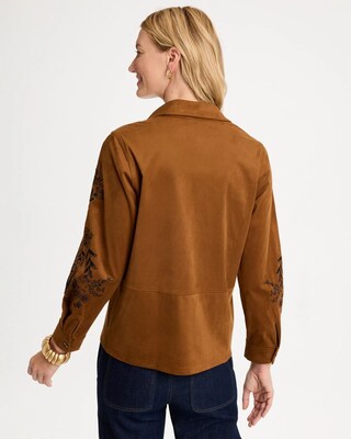 Embroidered Faux Suede Shirt click to view larger image.
