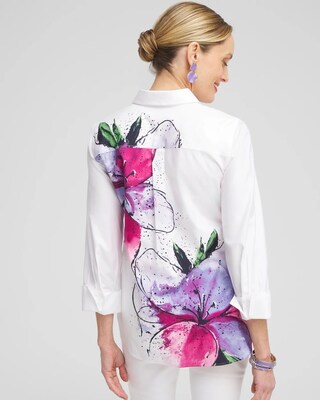 No Iron™ Stretch Floral 3/4 Sleeve Shirt