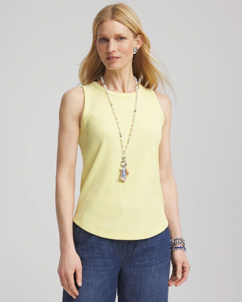 Ribbed High Neck Tank