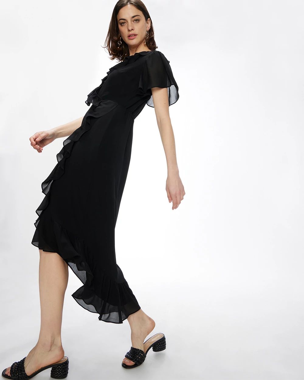 Faux Wrap Ruffle Dress