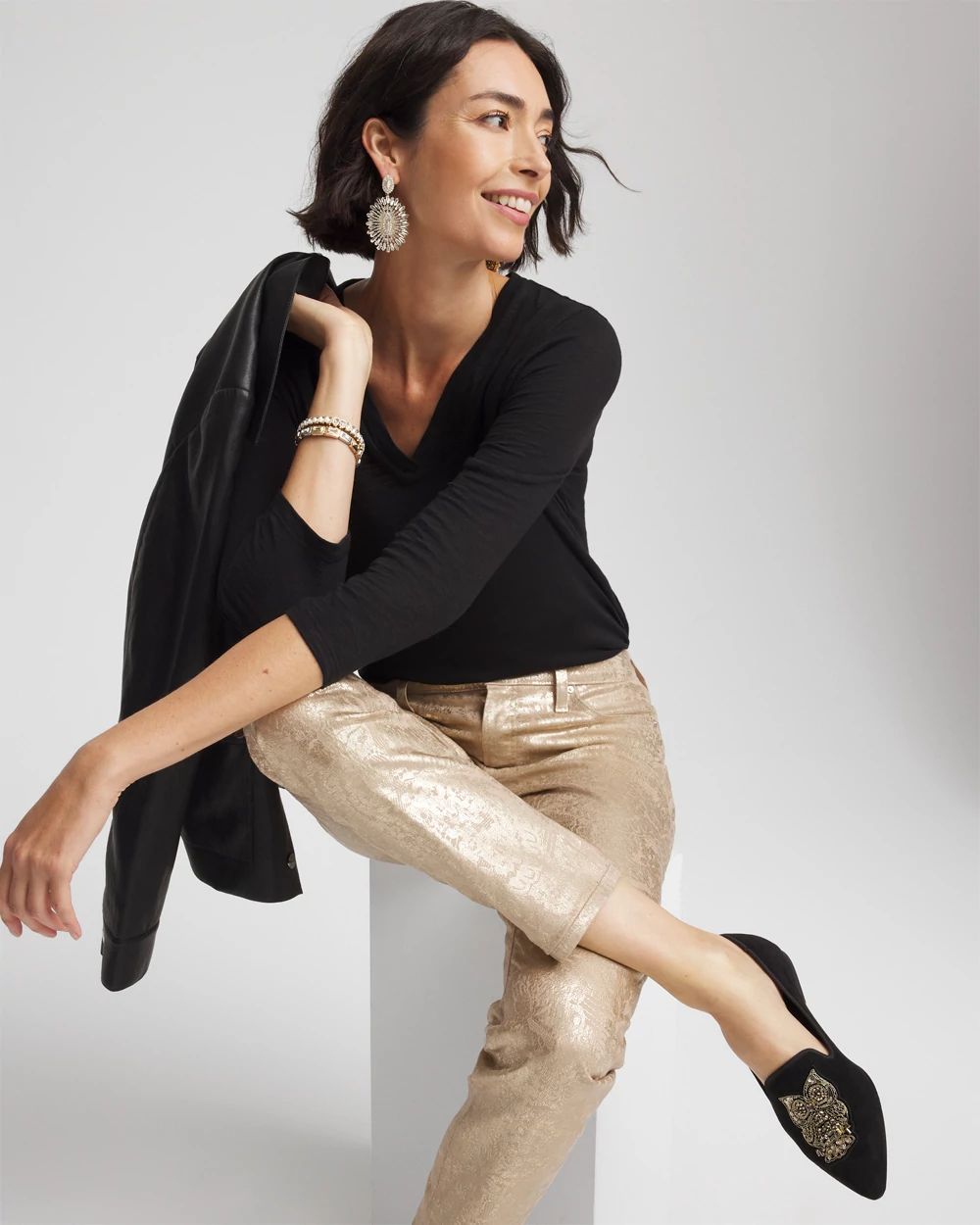 Slub 3/4 Sleeve Tee click to view larger image.