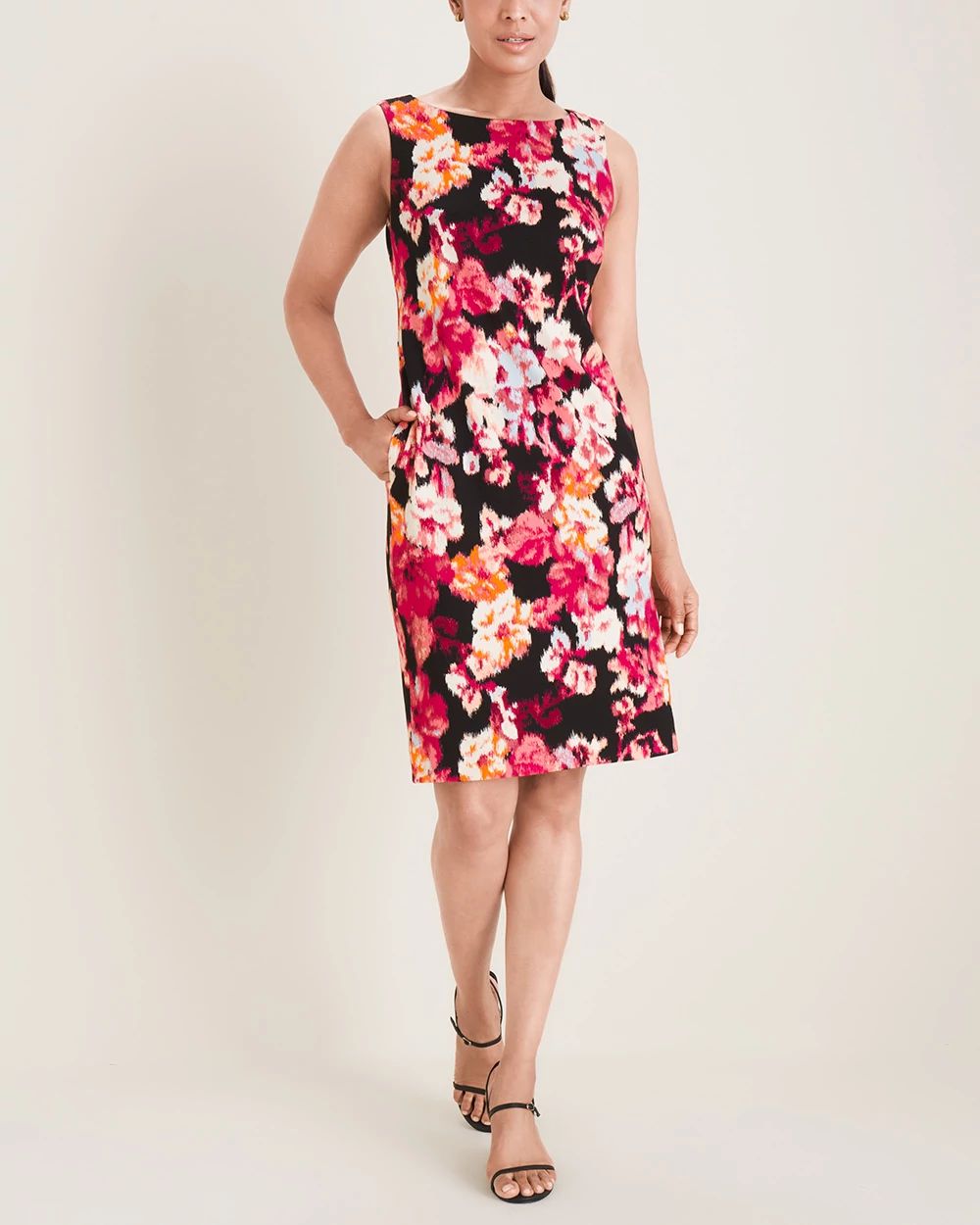 Floral-Print Ponte Shift Dress