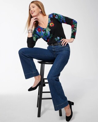 Floral V-neck Pullover Sweater