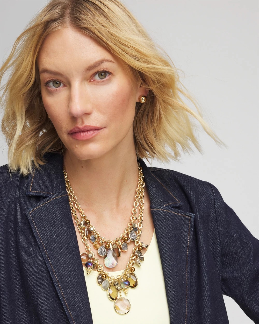 Faceted Gem Drop Off Bib Necklace