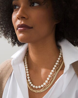 White Faux Pearl Necklace