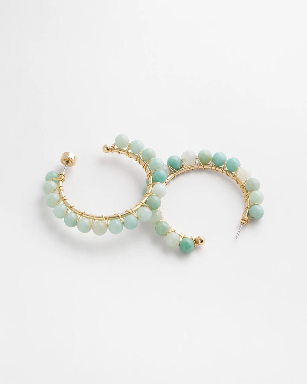 No Droop™ Genuine Amazonite Stone Hoop Earrings