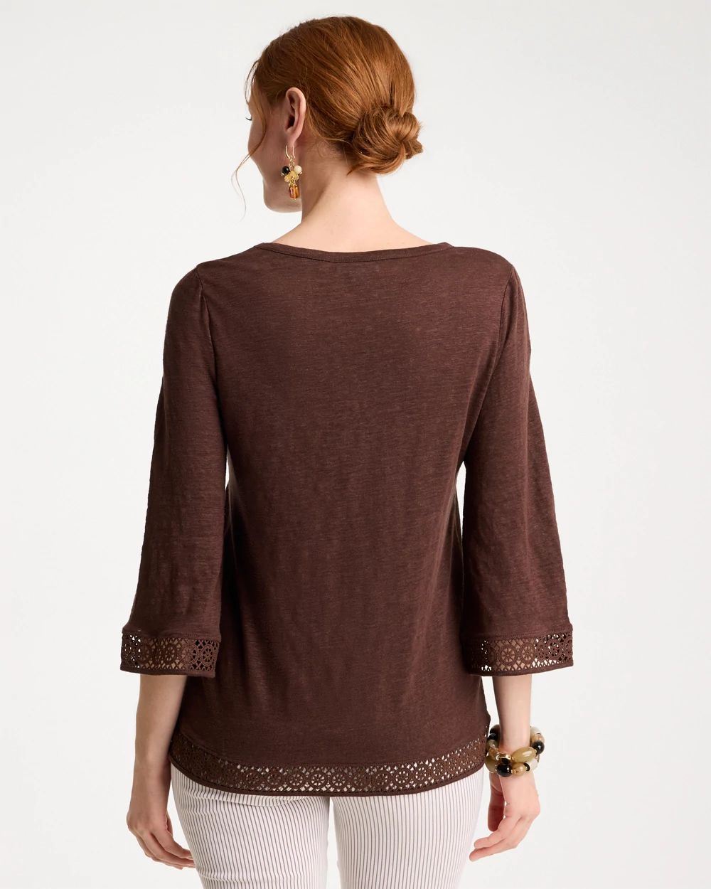 Linen Crochet Lace Tee click to view larger image.