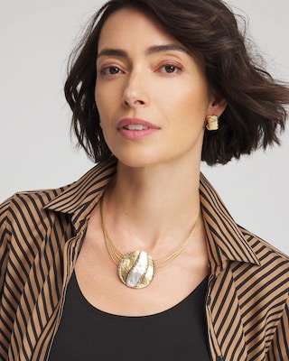 Mixed-Metal Safari Pendant Necklace click to view larger image.