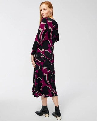 Travelers Leafy Long Sleeve Midi Dress