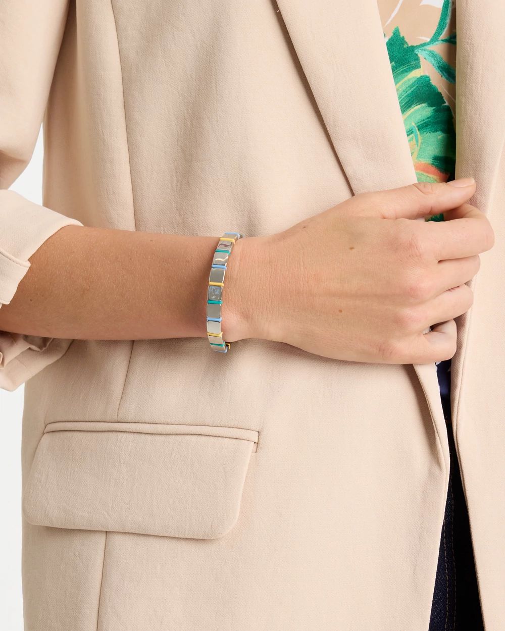Glam Teal Slice Stretch Bracelet