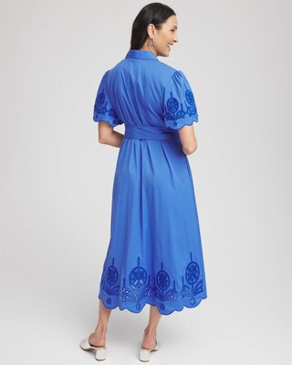 Belted Embroidered Midi Shirtdress click to view larger image.