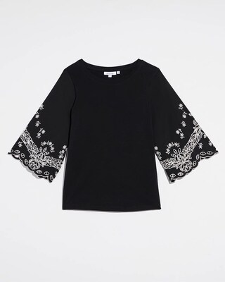 Embellished Eyelet Sleeve Tee