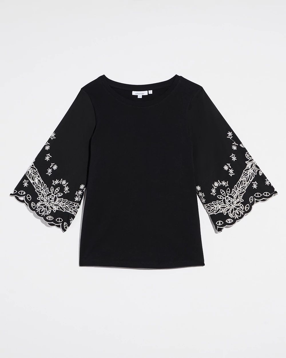 Embellished Eyelet Sleeve Tee