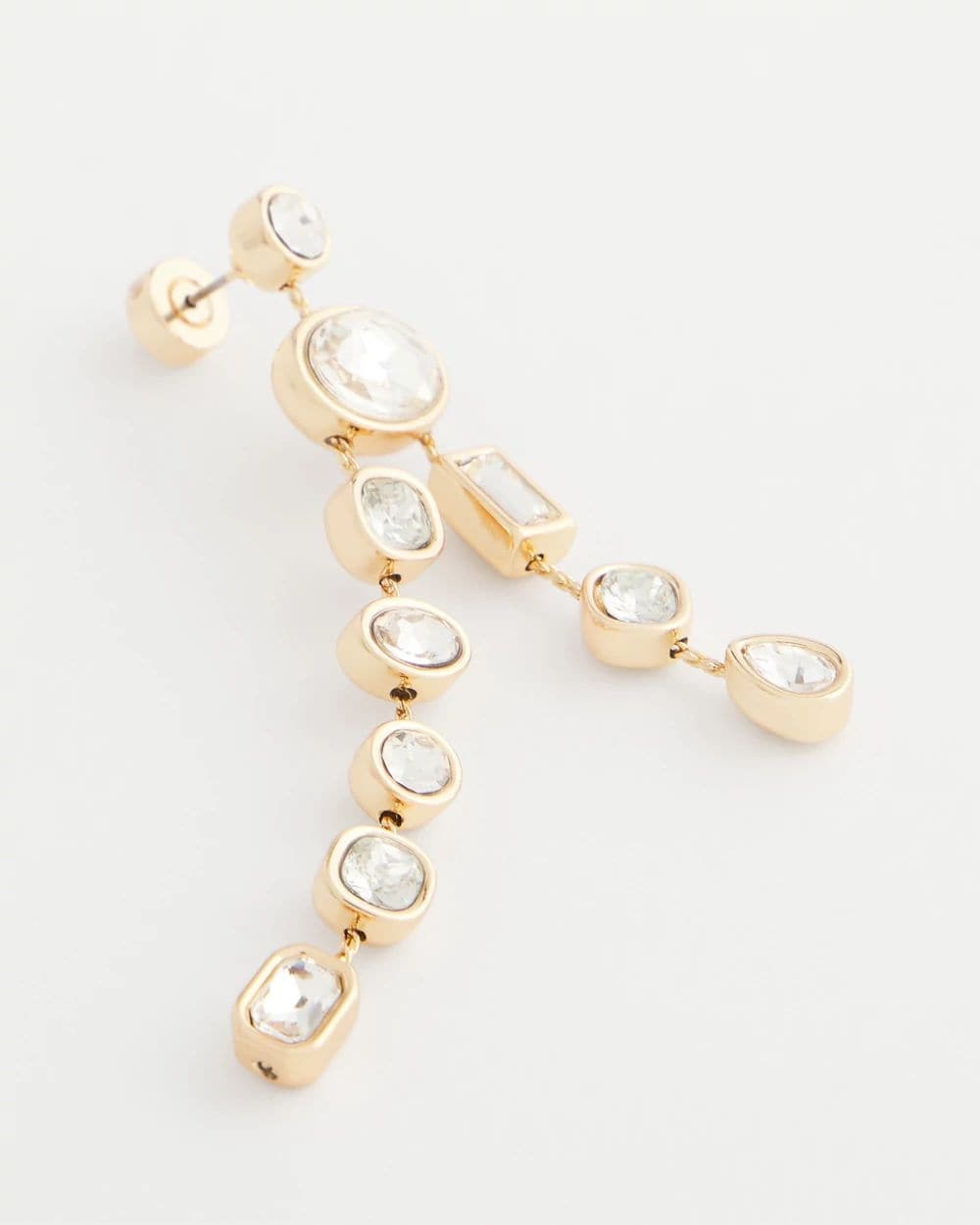 Bezel Set Linear Goldtone Earrings