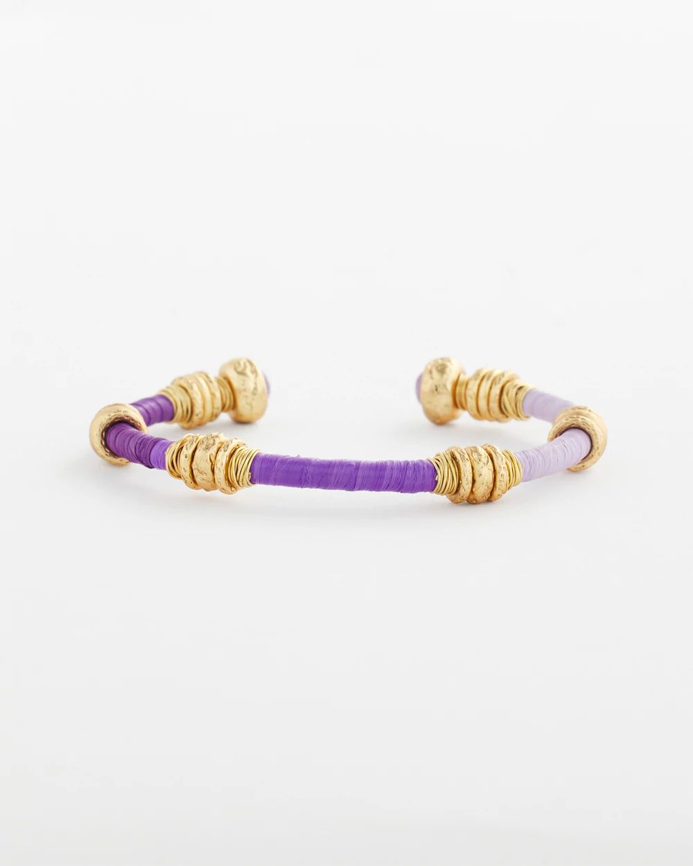 Jade Stone & Raffia-Wrapped Cuff