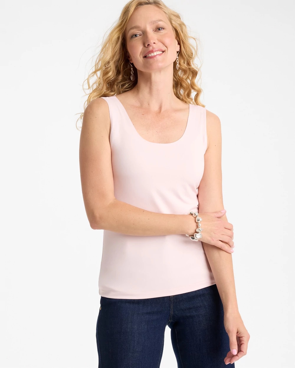 Chico's Microfiber Tank In Pearly Pink