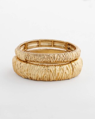 Crinkle Gold-Tone Stretch Bangle Set