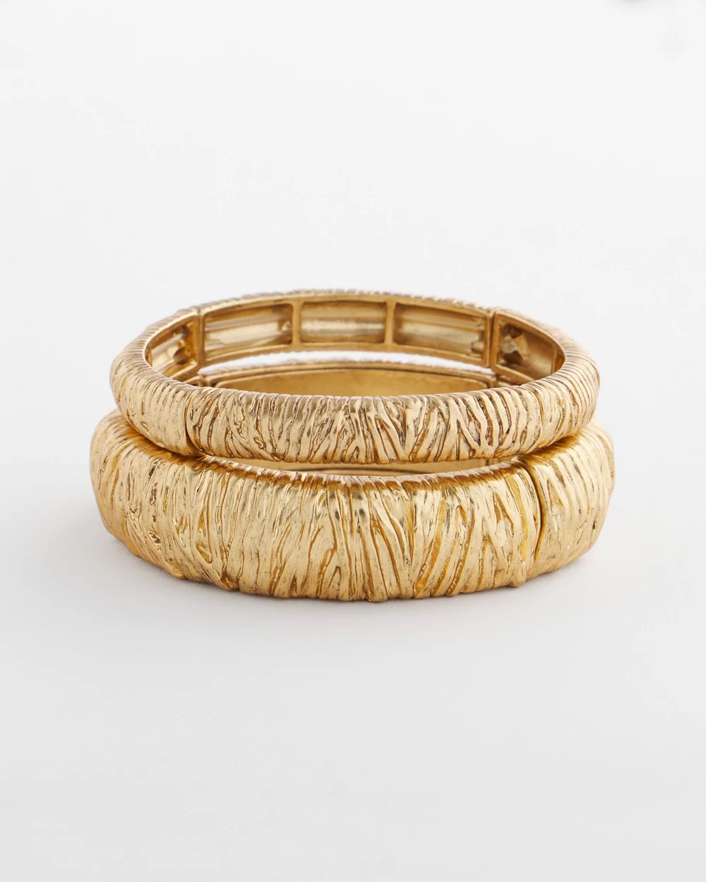 Crinkle Gold-Tone Stretch Bangle Set