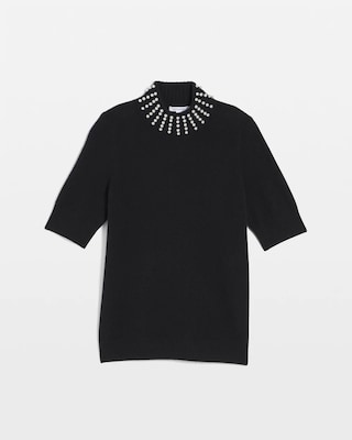 Cashmere Pearl Mockneck Sweater click to view larger image.