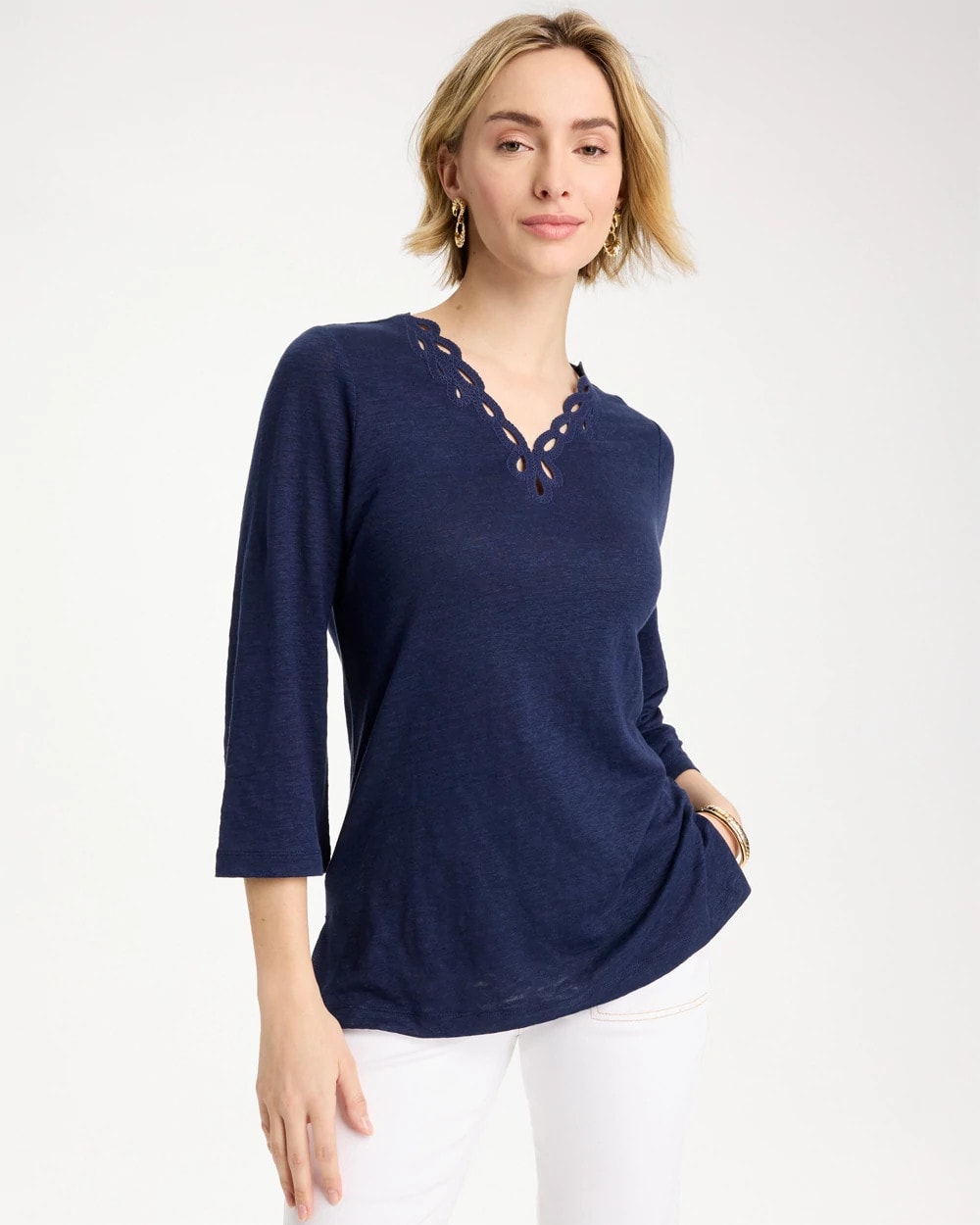 Embroidered Linen Tee