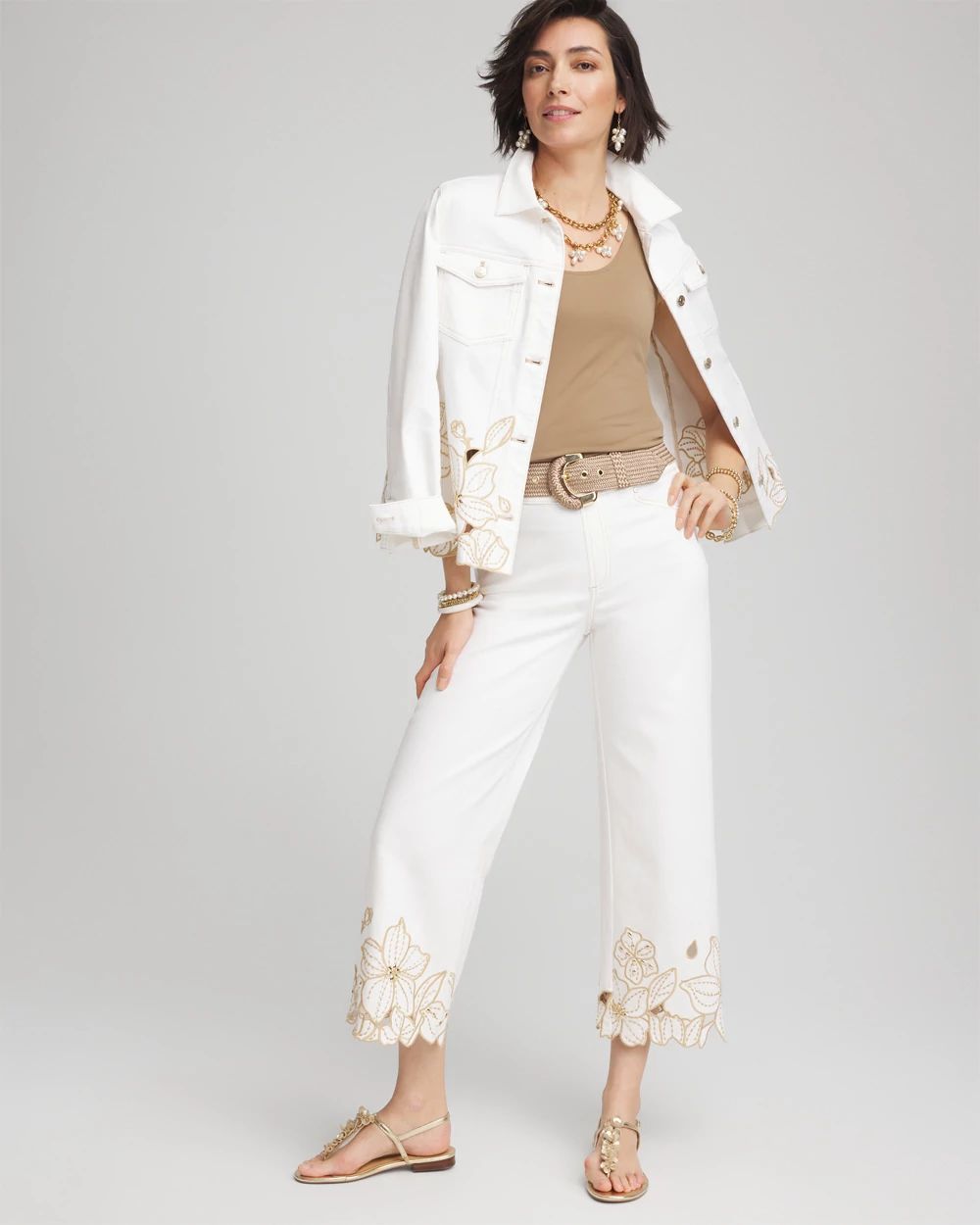 Pull-On Embellished Cropped Jeans