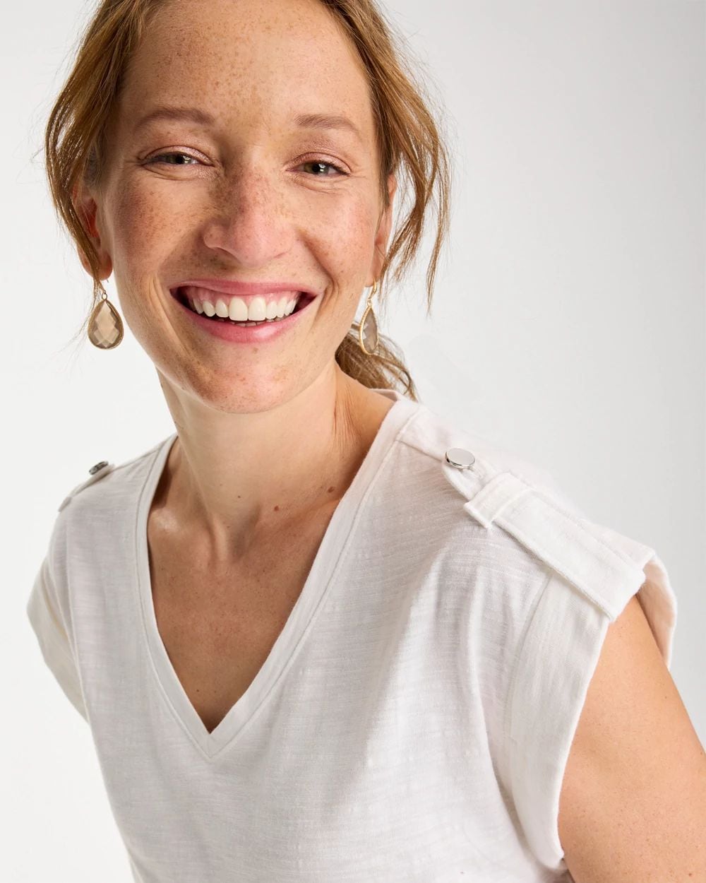 Cotton Slub Epaulette Tee click to view larger image.