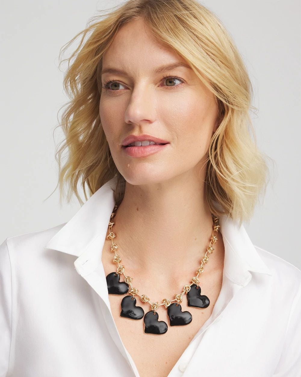 Black Heart Drop Off Necklace click to view larger image.