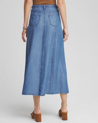 Tencel™ Denim Pull-On Pleated Midi Skirt click to view larger image.