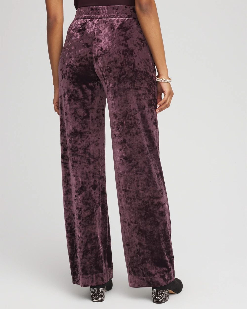 Petite Crushed Velvet Wide-Leg Pants