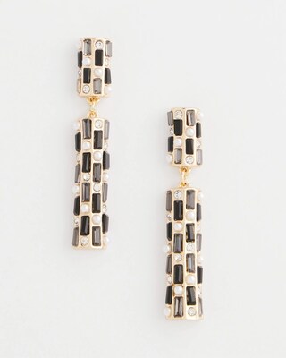 Black & Faux Pearl Linear Earrings