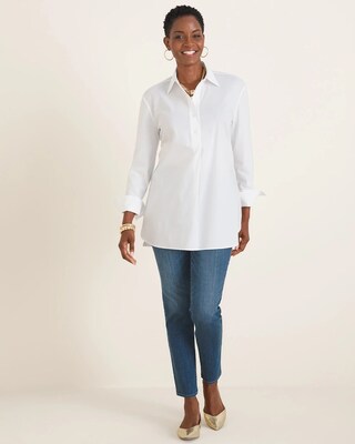 No-Iron Knit-Back Tunic