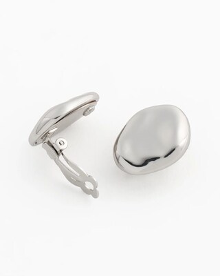 Silver-Tone Pebble Clip-On Stud Earrings click to view larger image.