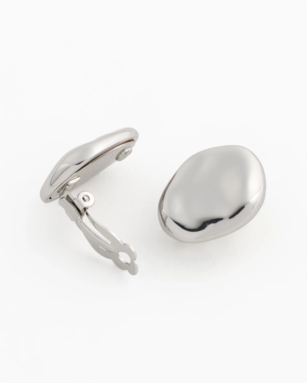 Silver-Tone Pebble Clip-On Stud Earrings click to view larger image.