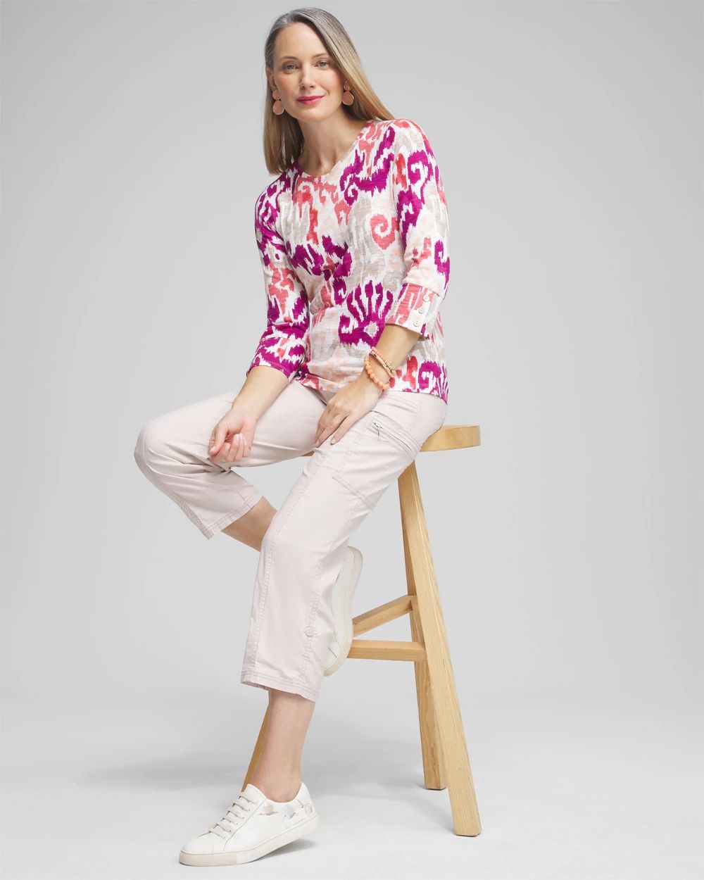 Poplin Cropped Roll Tab Pants