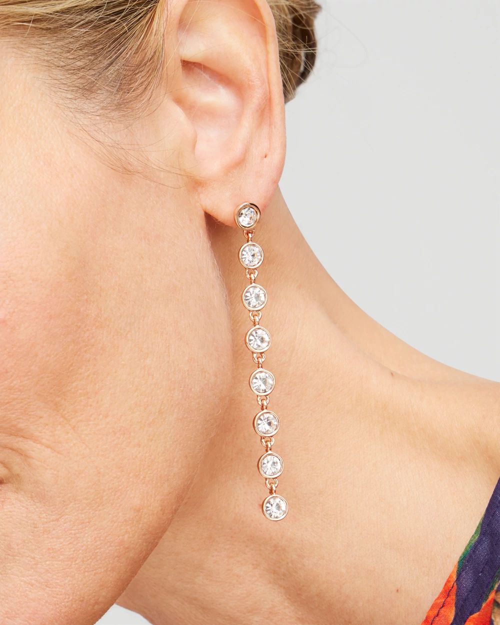 Rose Gold Tone Linear Earrings