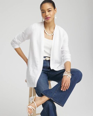 Placed Pointelle Cardigan