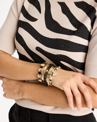 Black Round Stretch Bracelet click to view larger image.