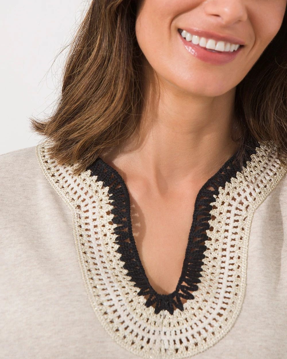 Zenergy French Terry Crochet Trim Top
