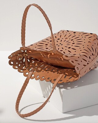 Tan Laser Cut Leather Tote