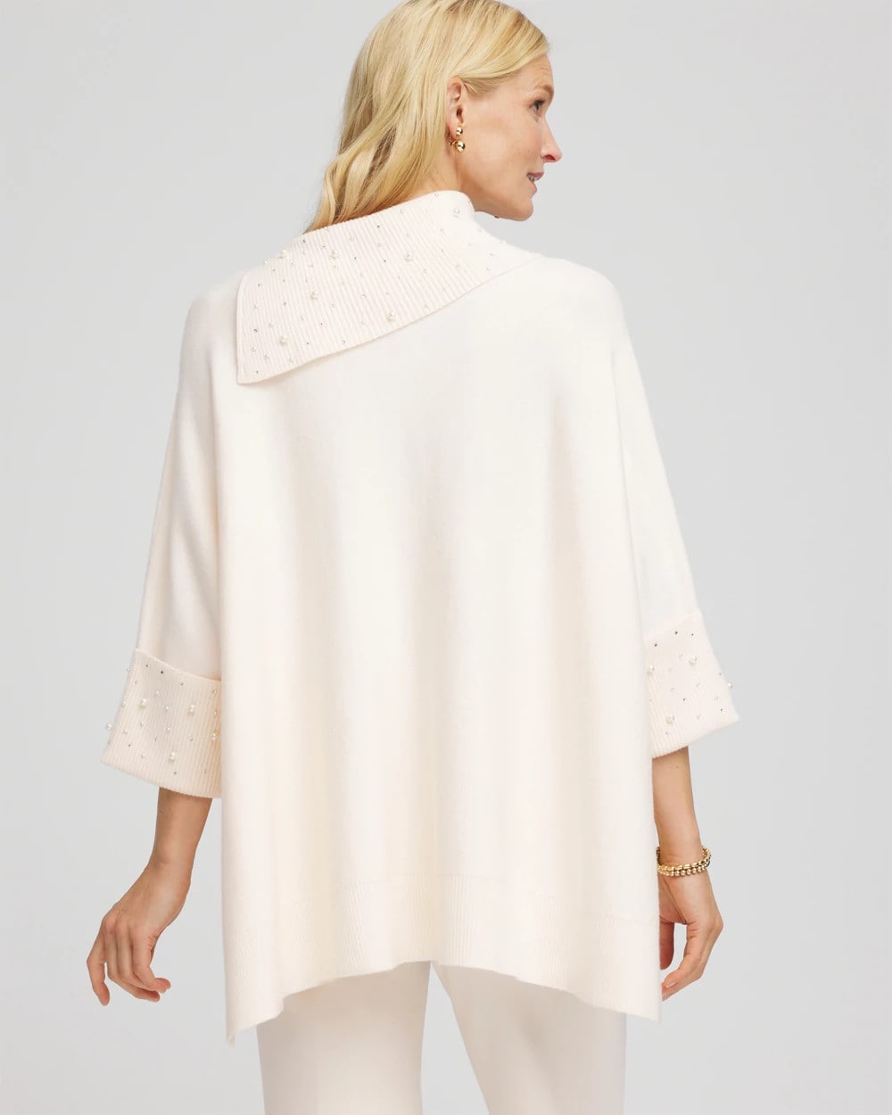 Embellished Sweater Poncho