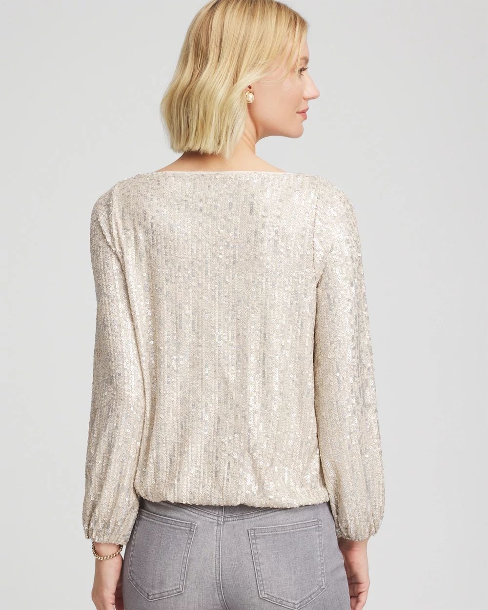 Drizzled Sequins Bubble-Hem Top