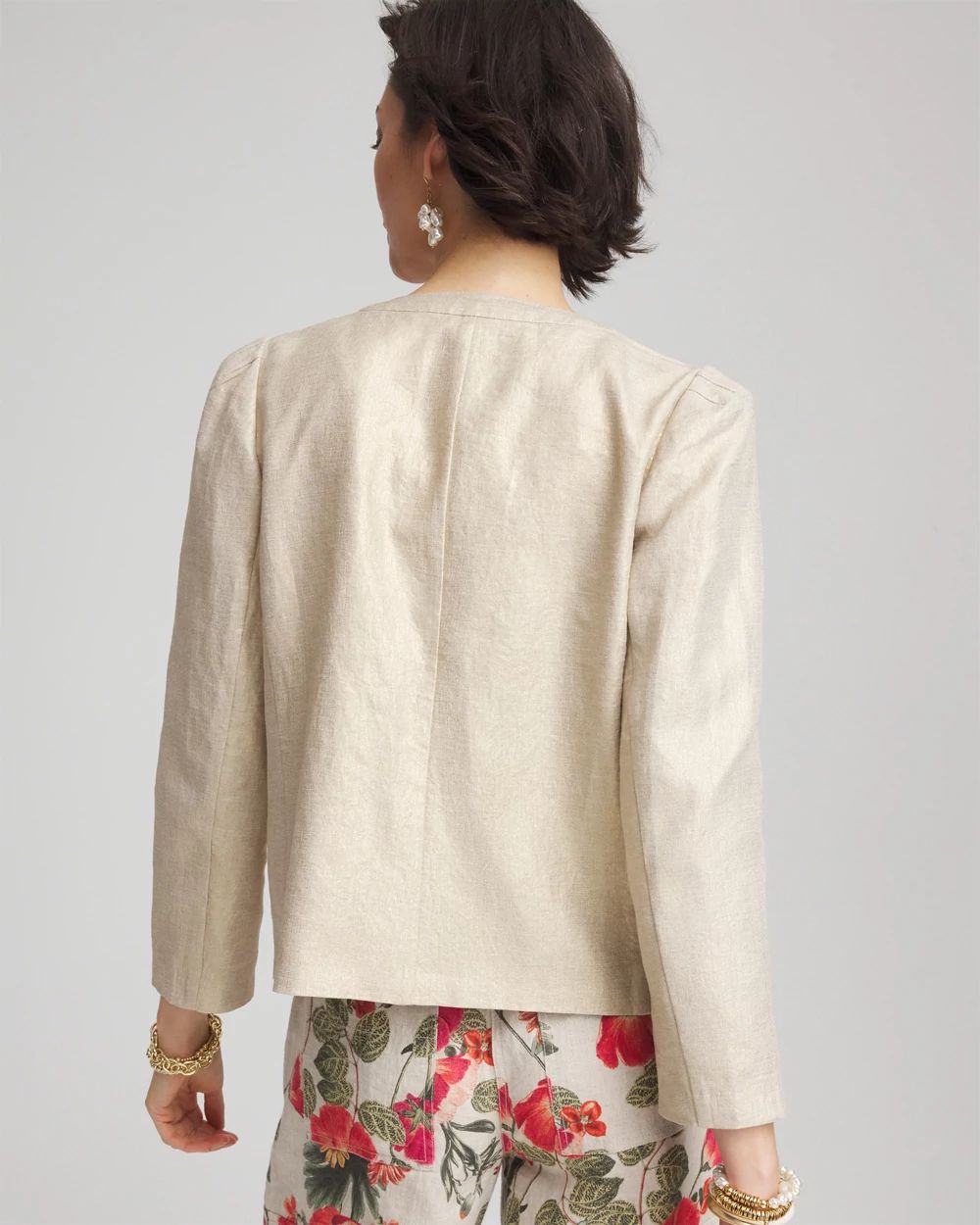 Collarless Linen Blazer