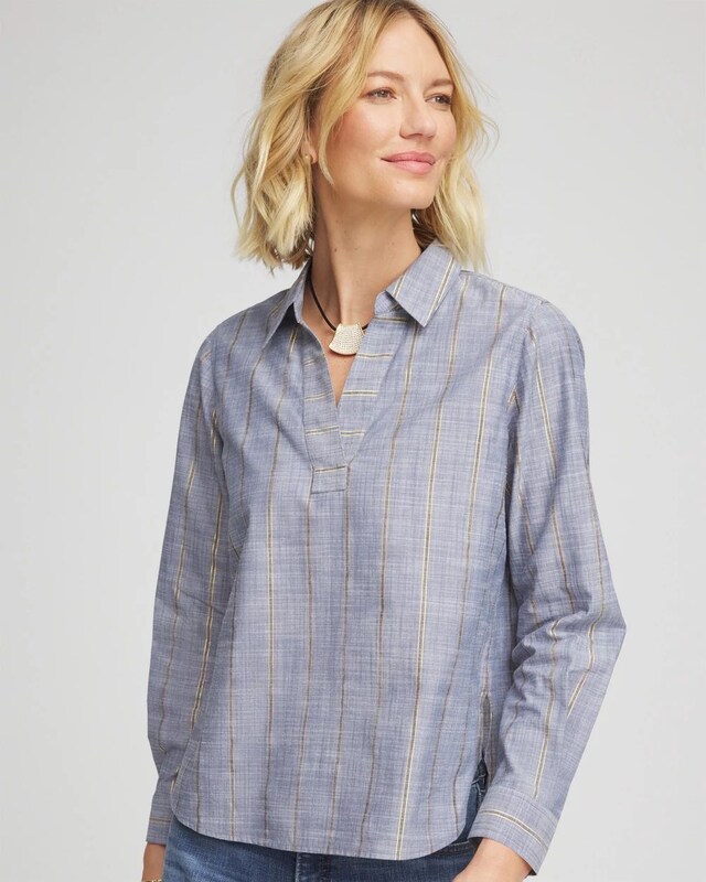 Chambray Striped Soft Popover - image 1