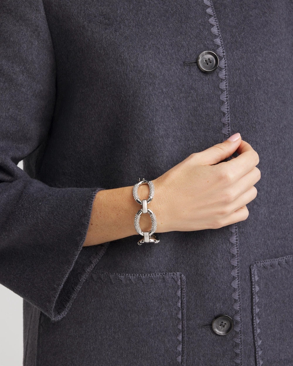 Large Pave Link Toggle Bracelet