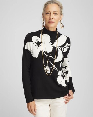 ECOVERO™ Floral Turtleneck Sweater