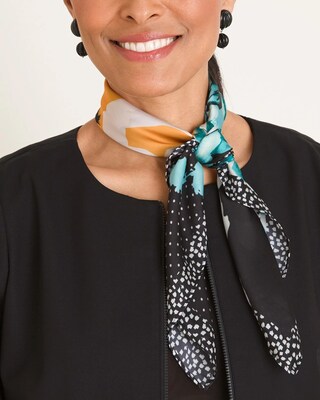 Floral Block-Print Square Neckerchief Scarf