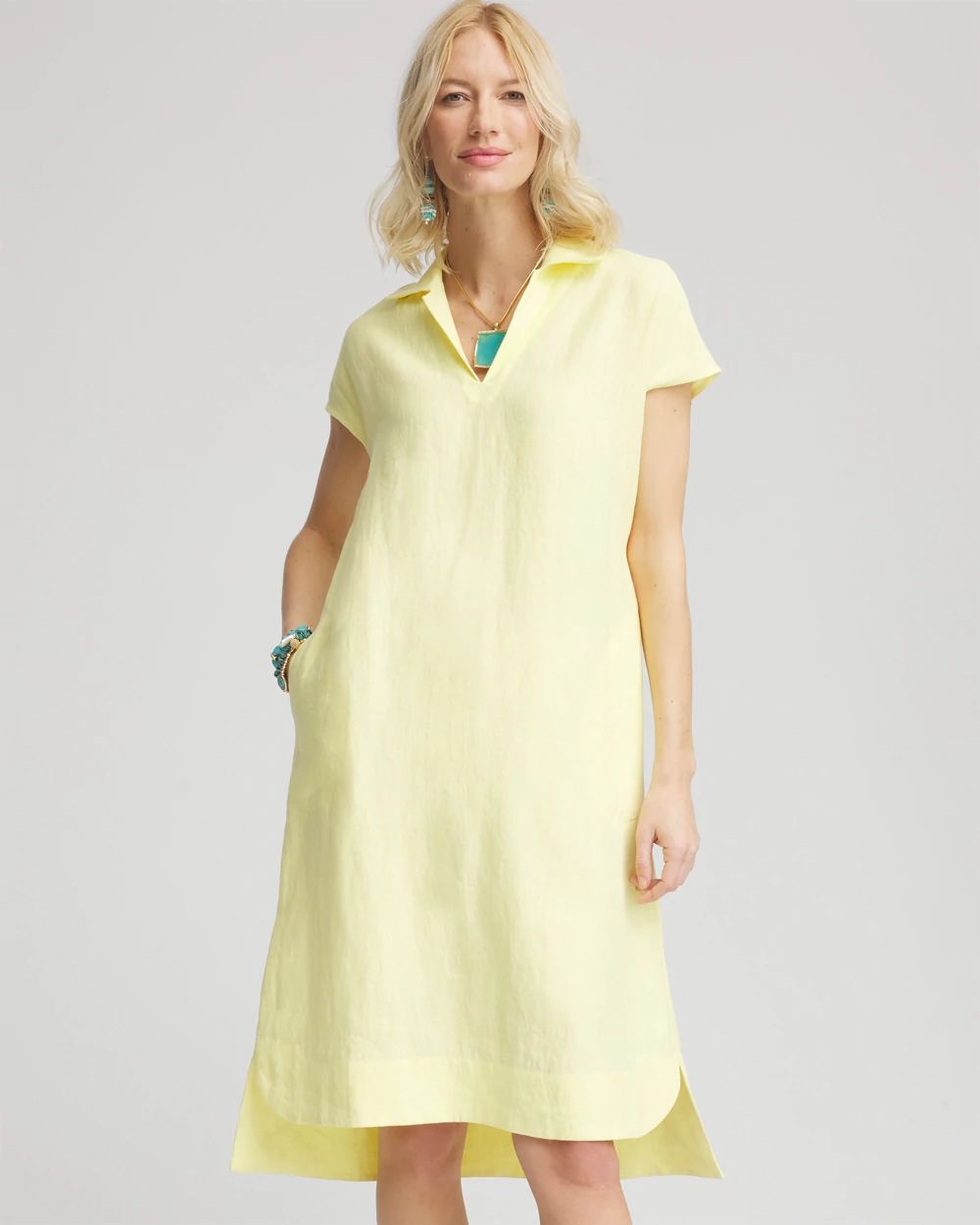 Linen Short-Sleeve Dress
