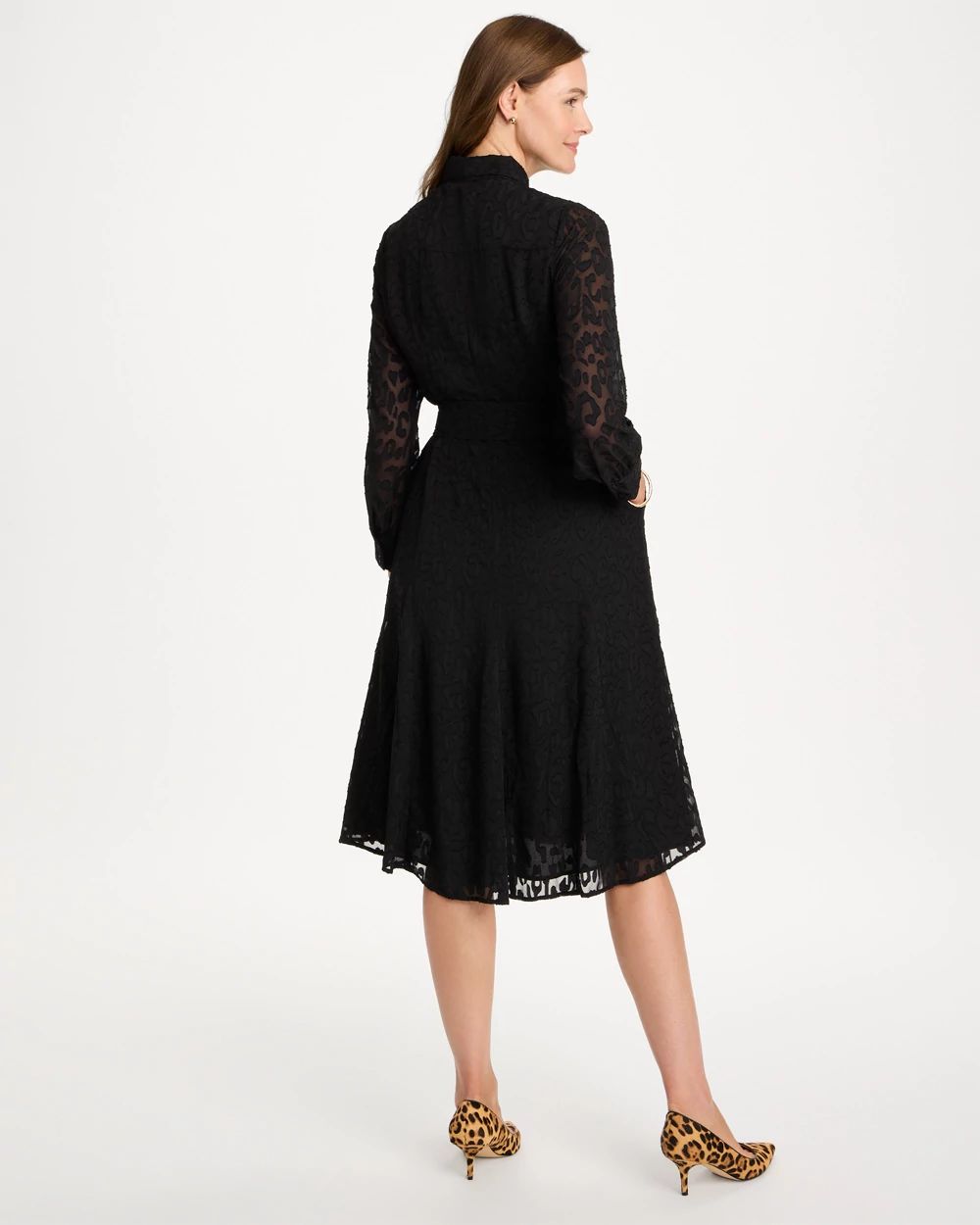 Textured Leopard Jacquard Shirtdress click to view larger image.