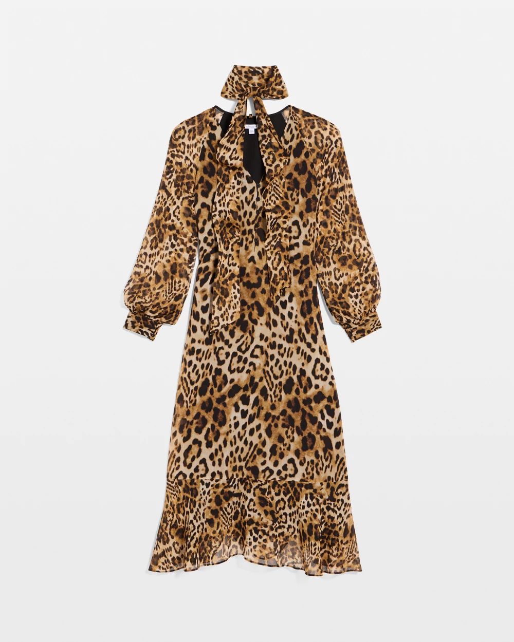 Chiffon Tie-Neck Animal Print Dress click to view larger image.